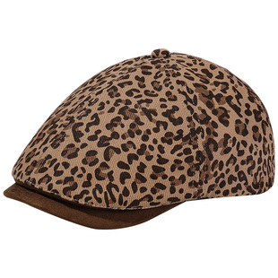 街头美式前进帽子男女秋季豹纹弯檐反戴贝雷时尚显脸小复古鸭舌帽