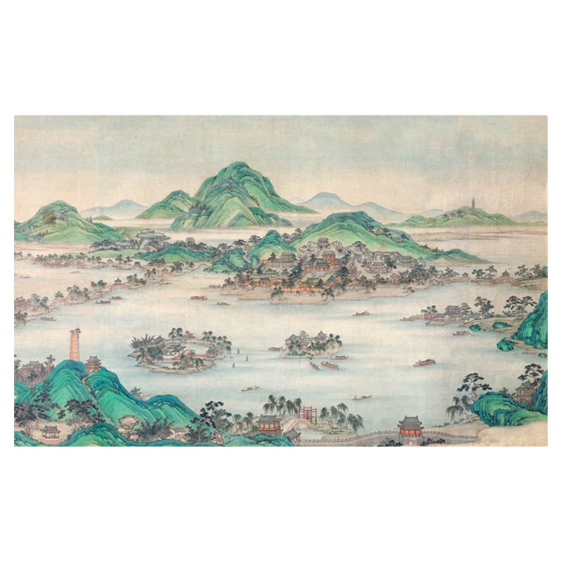 清张若霭西湖全景图客厅装饰画