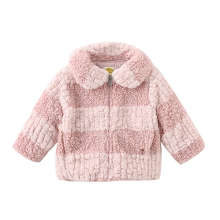 moimoln小云朵童装冬季女童冬装加厚外套女宝宝翻领毛绒大衣