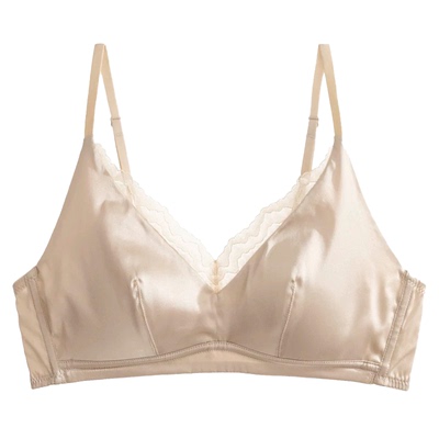 舒适法式桑蚕丝胸罩蕾丝拼接内衣