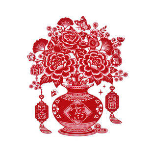 国风新款花开富贵花瓶装饰窗花玻璃贴透明双面平安是福门贴2026年