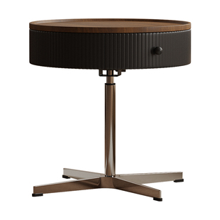 小户型家用客厅升降旋转茶几轻奢高级感中古风边柜多功能沙发边几