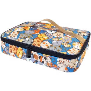 饭盒袋上班族中小学生平放四格便当包铝箔防水儿童分格餐盘手提包