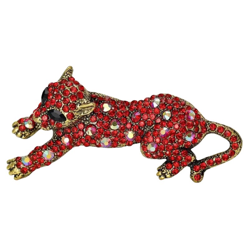 高档轻奢复古镶钻猎豹胸针别针