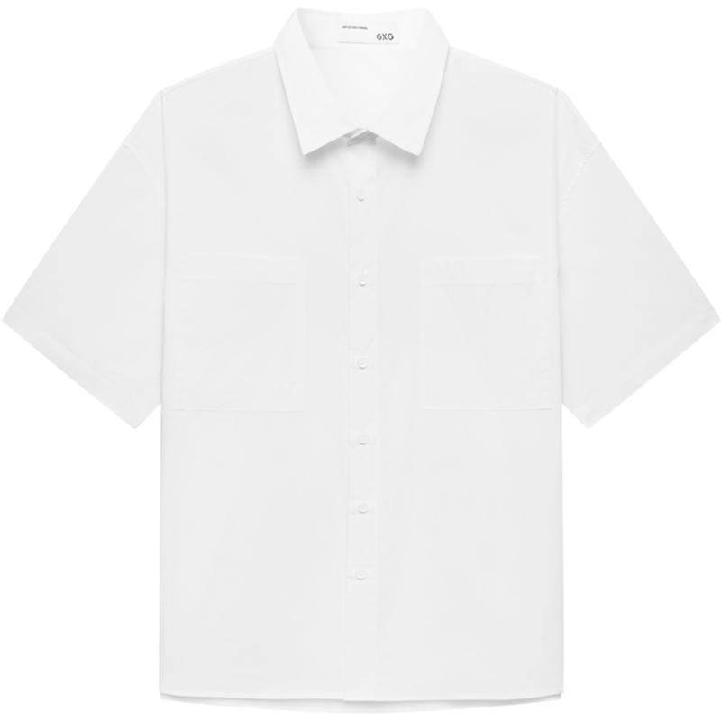 GXG男装 夏季多色可选中阔潮流字母印花时尚百搭男士短袖衬衫