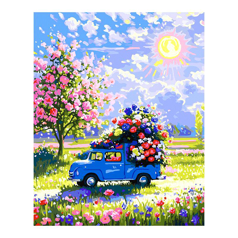自油自画DIY数字油画鲜花盛宴