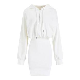 卫衣连衣裙女春秋冬2025新款收腰连帽高级感大码短款长袖轻熟纯欲