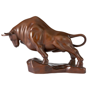 古铜官 紫铜牛摆件 股市牛开拓进取铜工艺品 牛气冲天公司礼品