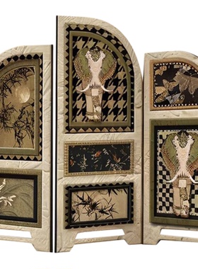 中古风小屏风桌面摆件客厅边柜电视柜创意家居装饰品中式玄关摆画