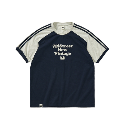 714street文字发泡撞色短袖T恤
