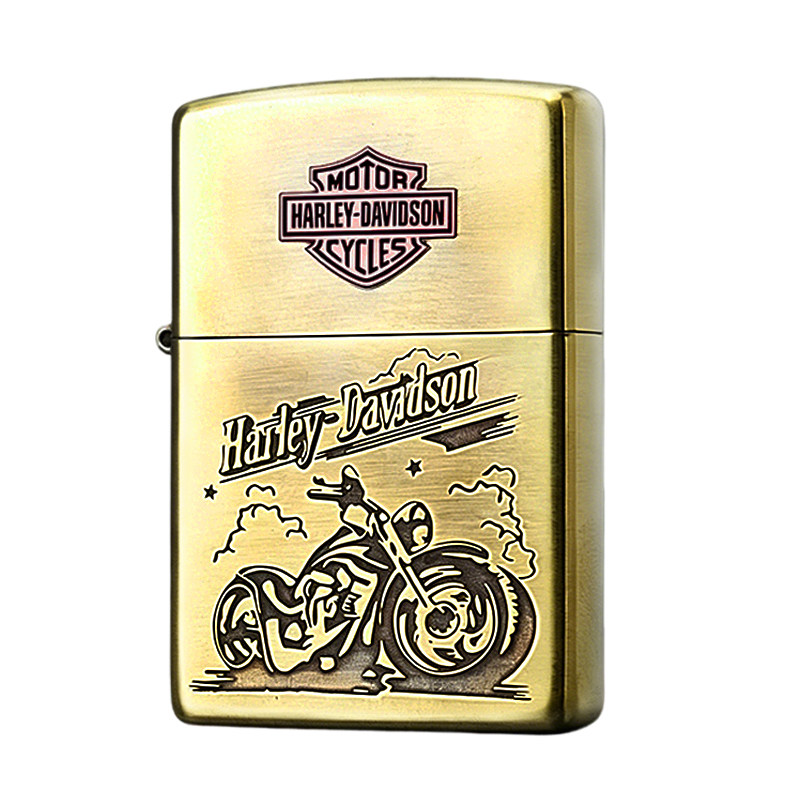 ZIPPO经典紫铜镶嵌哈雷摩托车