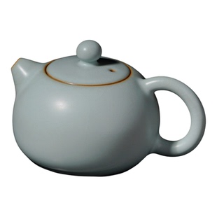 汝窑青澹西施壶手工陶瓷泡茶单壶开片可养中式景德镇汝瓷青瓷简约