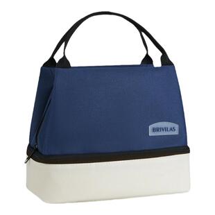 双层拼色午餐包学生带饭盒手提袋上班族带便当上下分层铝箔保温包