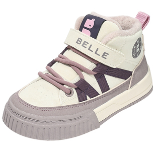 百丽童鞋女童加绒保暖棉鞋冬季防滑软底运动鞋男童时尚百搭休闲鞋