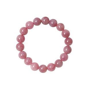 工厂处理 天然粉水晶老矿马粉圆珠款单圈手链 女款粉晶手串饰品