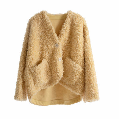 短款大衣羊羔绒复古YUANYIN原隐