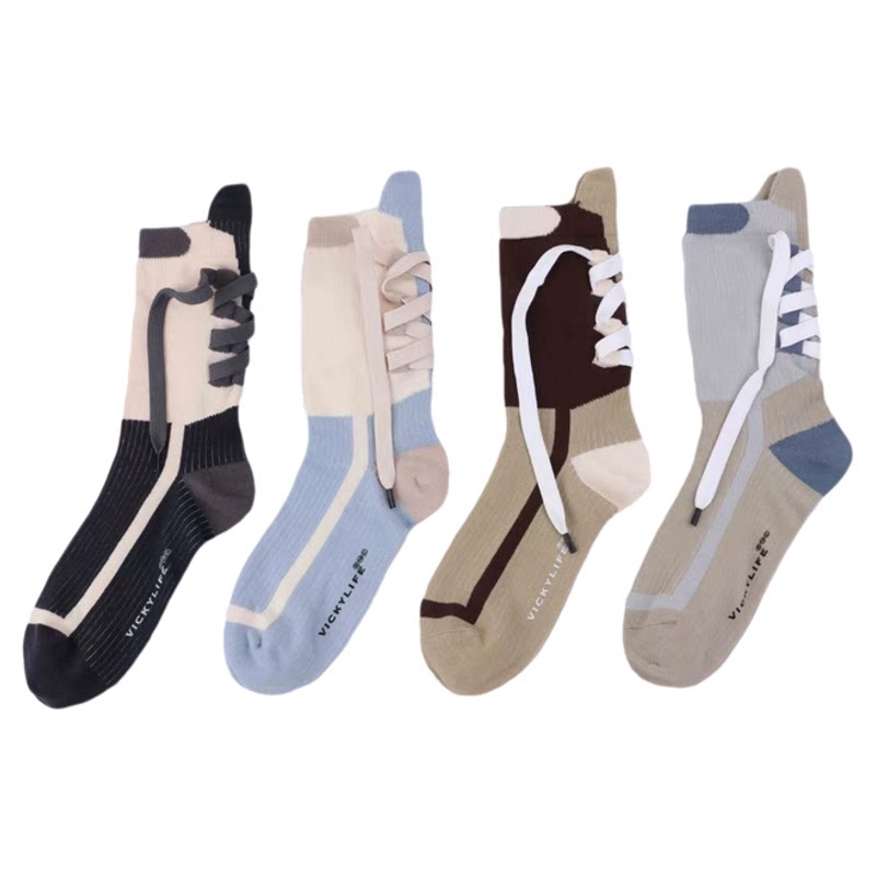 小众原创后面系带中性长袜春秋袜