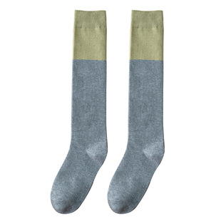 拼色袜子女ins潮高筒袜2026秋冬韩版小腿袜日系复古港风街头长袜