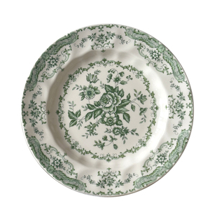 外贸原单英货釉下彩盘子创意绿色花朵中餐汤盘西餐甜点盘骨碟茶杯