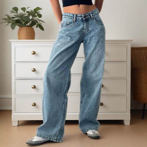 Y 87188 Women's high waist non-stretch jeans 女高腰无弹直筒