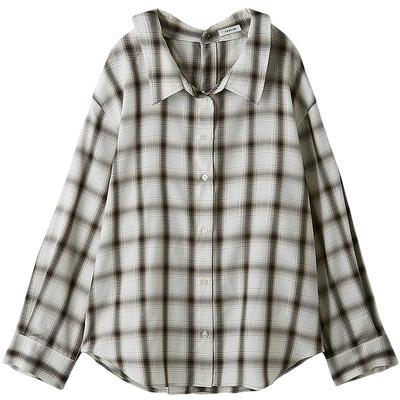 FRAY I.D2025秋冬新品通勤时尚格纹系带两穿衬衫上衣FWFB254177