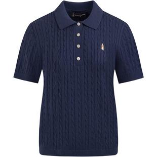 【明星同款】暇步士女士2026年春夏季绞花针织短袖POLO衫经典百搭