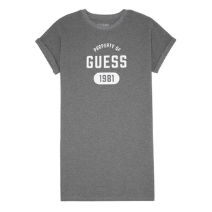 GUESS 女士纯色简约直筒印花卷袖连衣裙-W4PK1MK2Q40