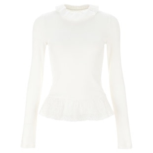 wana try甜美设计感内搭叠穿蕾丝白色打底衫秋冬新款百搭女款上衣