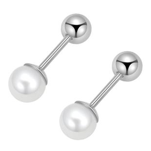 医用钛钢珍珠耳钉女养耳洞钛合金小耳环螺丝高级感耳骨钉耳棒耳饰