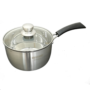 潮宇304复合钢食品级奥氏体磨砂拉丝加厚壁厚底不锈钢奶锅小汤锅