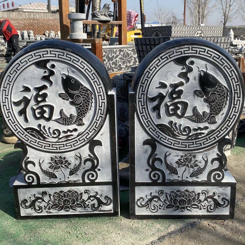 石雕门墩抱鼓石石墩子大门中式雕刻貔貅仿古庭院石鼓摆件青石门墩