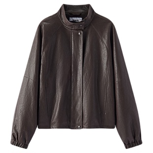 森马外套女春PU仿皮宽松插肩袖2026新款商场同款酷飒风街头夹克