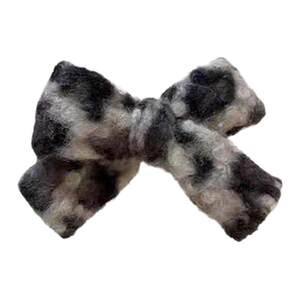 豹纹卷毛边丸子头!秋冬复古卷毛丸子头抓夹大号蝴蝶结高级感发夹