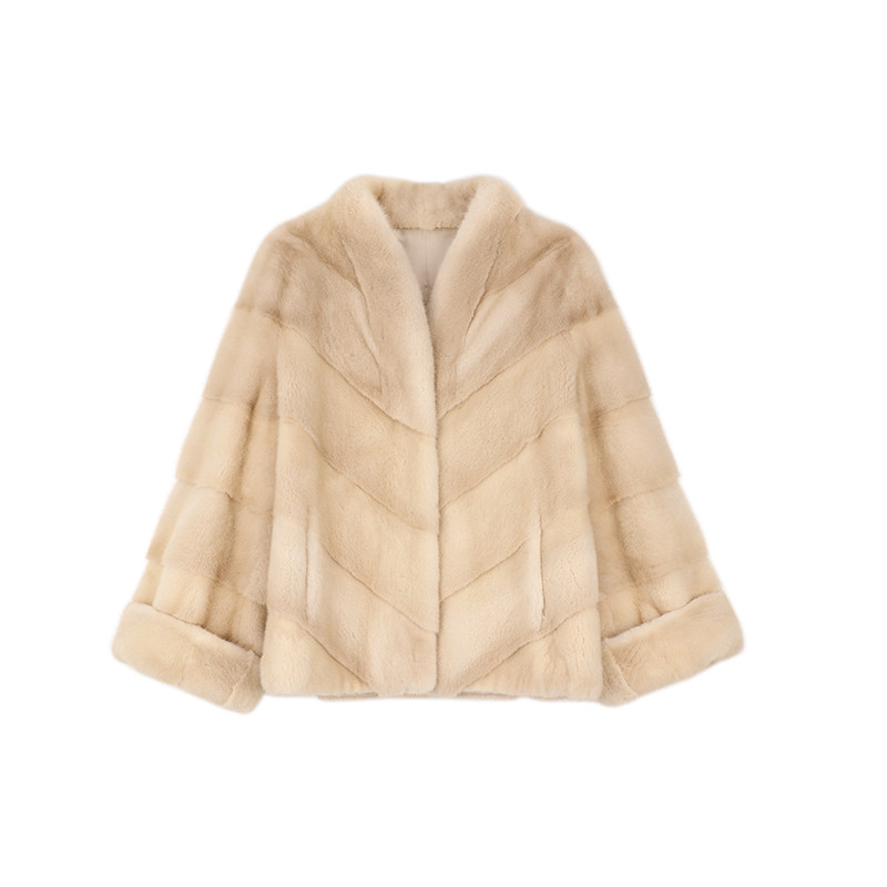 MANNALA丨“香山貂”哥本哈根优雅奢贵小母貂小V领横排貂 Q6241-2