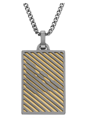 阿玛尼男士LOGO军牌项链