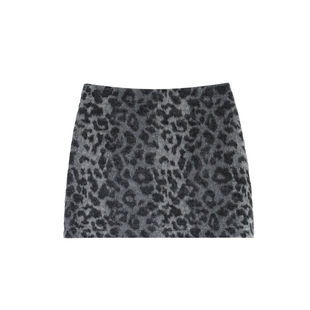 pusumede【现货6.5折】复古豹纹a字毛呢半身裙女气质显瘦包臀短裙