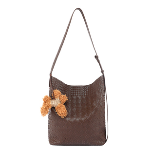 MAGNOLIA曼歌妮秋季新款编织托特包女单肩斜挎大容量棕色手提包包