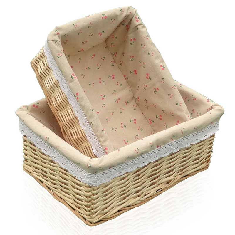 收纳筐整理筐篮子食物零食筐编织杂物篮藤编长方形储物筐定做