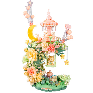 积木拼装花系列女孩森宝积木益智拼装模型花颜月下2025年新款积木