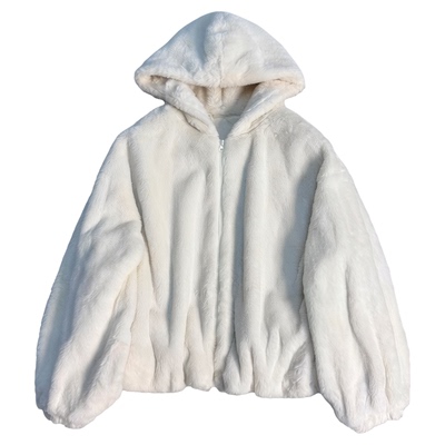 仿皮草连帽加厚保暖短款外套女