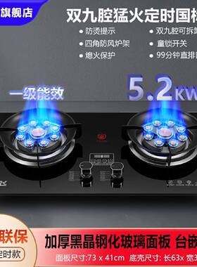 新飞天然气燃气灶家用双灶炉具一级能效猛火液化气煤气灶嵌入式