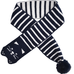 韩版围巾羊绒保暖儿童针织条纹脖套羊毛冬季男童女童毛线宝宝围脖