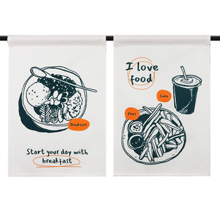 西餐厅隔断布帘定制汉堡蛋糕店厨房门帘日料寿司拉面装饰短帘印图