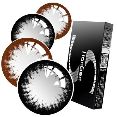 HanGee黑色美瞳年抛女14.5大直径小正品14.8隐形眼镜半年抛黑