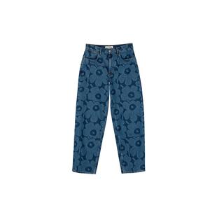 Marimekko【Savi同款】【丹宁系列】女士中腰印花阔腿牛仔长裤
