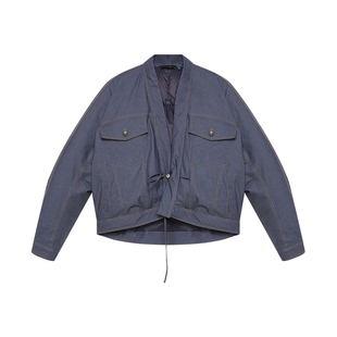 半圆原创女装[复古]2025秋冬宽大工装口袋水洗工艺宽松羽绒服女