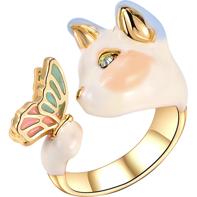 猫咪蝴蝶开口食指戒指ins潮ins