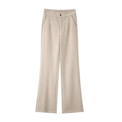 阿依美软糯羊毛呢高腰筒喇长裤