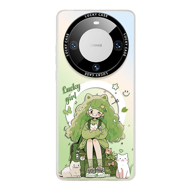 森林可爱少女适用华为Mate80promax手机壳磁吸mate60pro带支架保护套mt40e镭射mete70全包防摔夏天mt30新款