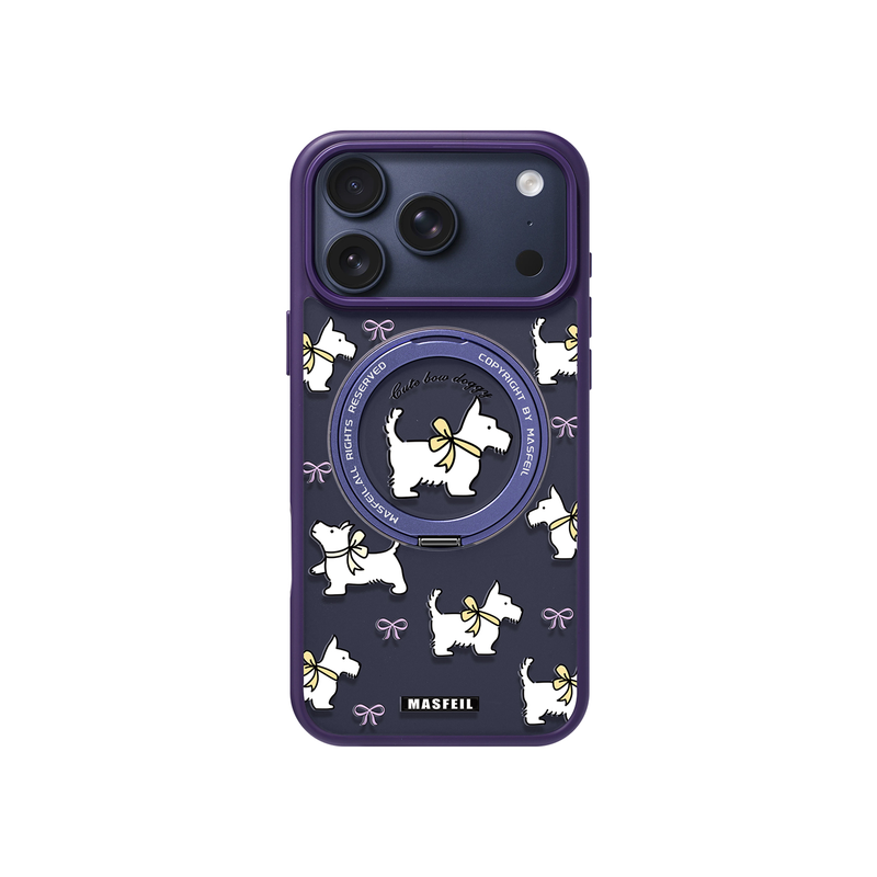 MASFEIL × 简约狗狗适用苹果17promax手机壳iPhone16pro新款磁吸带支架ip15全包Fo5支点高级感17可爱套